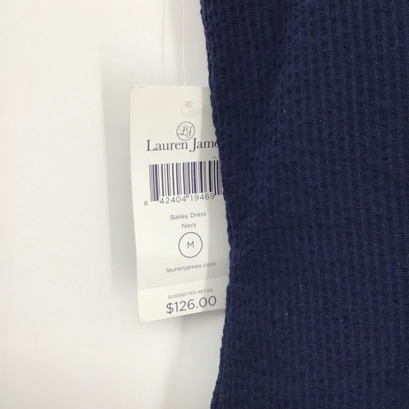 Lauren James Bailey Seersucker Dress Casual Summer Resort Navy NWT Size Medium - Picture 6 of 10